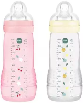 MAM Easy Active Trinklernflasche 330ml Silikon X-Flow, 2er-Pack (6404593)