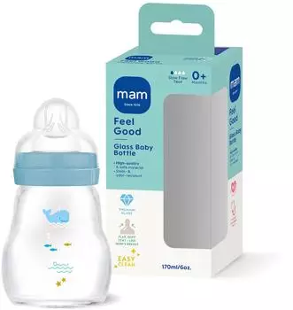 MAM Feel Good Glass Bottle Babyflasche Wal 170ml (100011379)