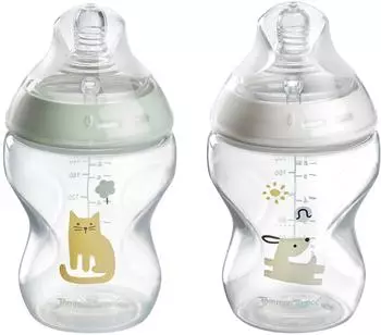 Tommee Tippee Natural Start Babyflaschen 260ml 2er-Pack, BPA-frei, grün/weiß (427000)