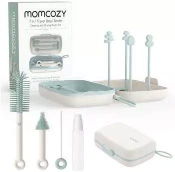Momcozy 7in1 Tragbares Flaschenreinigungsb&uuml;rsten-Set, wei&szlig;/gr&uuml;n (LS001-GE12NB-A)