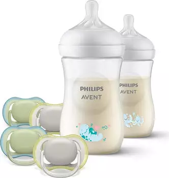Philips Natural Response Baby-Geschenkset 2x Flasche 260ml + 4x Schnuller (SCD837/13)