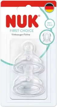 NUK First Choice Anti-Kolik Trinksauger Silikon Gr. M, 6+ Monate, 2er Pack (10124041)