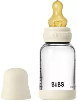 BIBS Babyflasche aus Glas, 120ml, langsame Saugerstufe, ivory