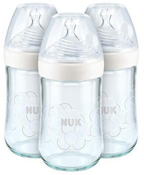 NUK Glass Baby Bottle Nature Sense 240 ml (x3)