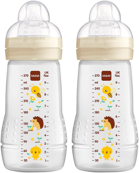 MAM Babyflasche Easy Active 270 ml im Doppelpack Biene/ Igel