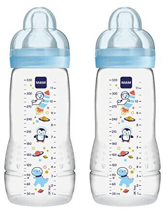 MAM Babyflasche Easy Active 330 ml im Doppelpack Weltall blau