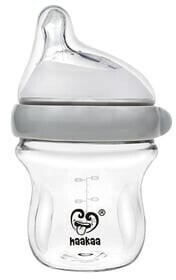 haakaa Babyflasche Schoppen aus Glas Generation 3 90 ml in grau