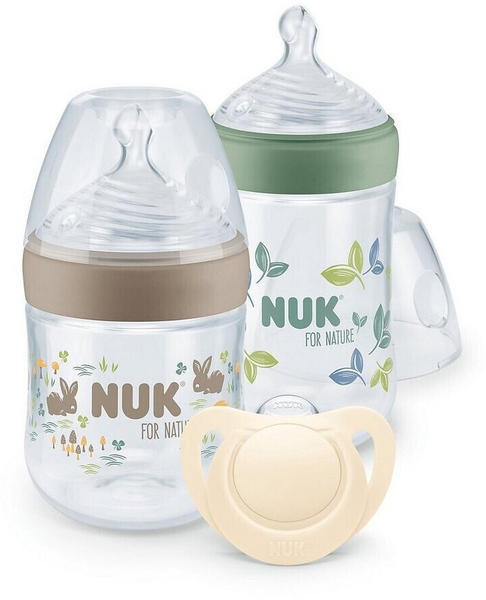 NUK for Nature Start Set 2 Flaschen (1x 150ml Gr. S, 1x 260ml M) 1 Schnuller (0-6 Monate)