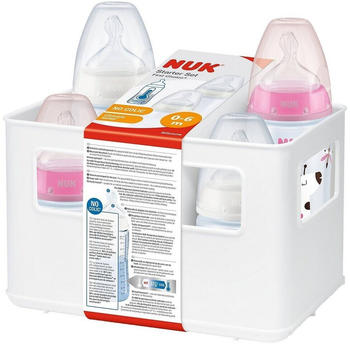 NUK First Choice+ Starter Set 4 Flaschen & Flaschenbox Anti-Colic Air System 5-teilig rosa