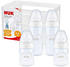 NUK First Choice+ Starter Set 4 x Babyflasche & Flaschenbox Anti-Colic-Ventil grau & weiß 5-teilig