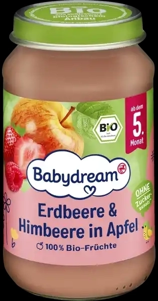 Babydream Bio Erdbeere & Himbeere in Apfel Babydream Bio Erdbeere & Himbeere in Apfel
