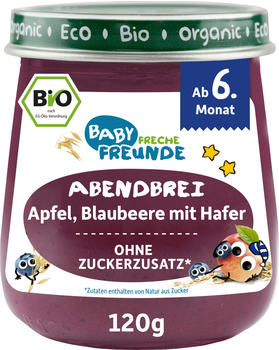 erdbär Abendbrei Apfel, Blaubeere mit Hafer, ab dem 6.Monat Freche Freunde (120 g)