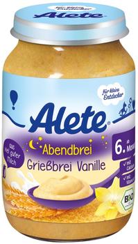 Alete Abendbreie für Genießer 6. Monat Grießbrei mit Vanille (190 g), 6 Stück