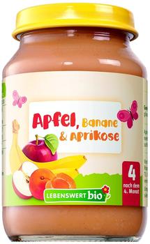 Lebenswert bio Apfel, Banane und Aprikose, 6er Pack 6 x 190 g),