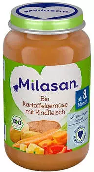 Milasan Bio Karotten, Kartoffeln mit Rindfleisch 190g