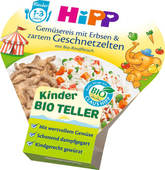 Hipp Kinder-Bio-Teller Gemüsereis mit Erbsen und zartem Geschnetzelten (250 g)