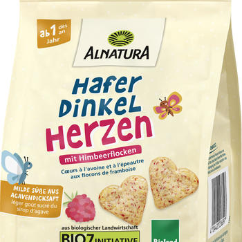 Alnatura Bio Hafer-Dinkel-Herzen mit Himbeerflocken Bioland