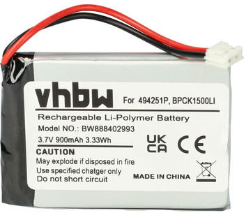 vhbw Akku kompatibel mit Audioline Babysense 5 Video Babyphone Sensormatte (900 mAh, 3,7 v, Li-Polymer)