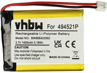 vhbw Akku kompatibel mit Oricom Secure SC705, SC710, SC720 Babyphone Sensormatte (1400 mAh, 3,7 v, Li-Polymer)