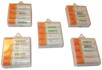 vhbw 20x Akku kompatibel mit Philips Avent SCD560, SCD525, SCD501, SCD502, SCD506, SCD503 (2500 mAh, 1,2 v, NiMH)