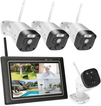 SecuFirst CWL401W4 mit 7 Zoll Monitor und 4x Wireless Security Camera wei&szlig;