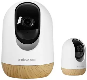 KIKKABOO Ethan Video-Babyphone WLAN, Nachtsicht, Bewegungserkennung, wei&szlig;/braun