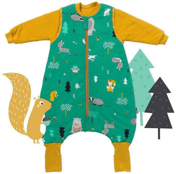 Schlummersack Bio Schlafsack mit F&uuml;&szlig;en und umklappbaren B&uuml;ndchen 3.5 Tog Waldtiere