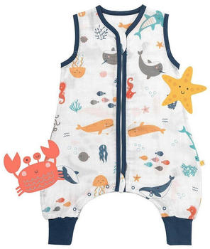 Schlummersack Musselin Schlafsack mit Füßen 0.5 Tog Meerestiere