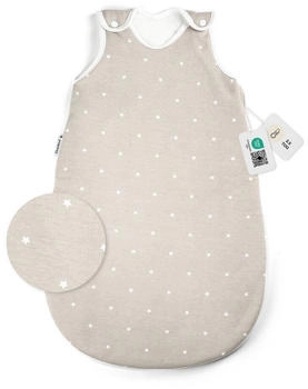 Ehrenkind Baby-Sommerschlafsack 1.0 TOG Taupe weiße Sterne