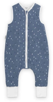 Ehrenkind Schlafsack mit Beinen Ganzjährig Musselin 2.5 TOG Jeansblau Tropfen