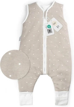 Ehrenkind Schlafsack mit Beinen Ganzjährig 2.5 TOG Taupe weiße Sterne