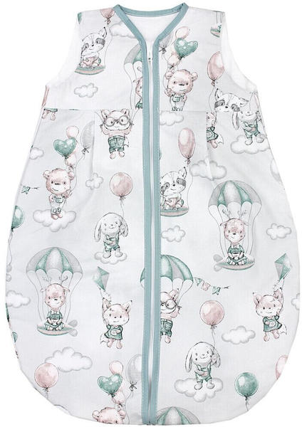 TupTam Baby Sommer Schlafsack ohne Ärmel unwattiert 0.5 TOG Tiere mit Fallschirmen/grün