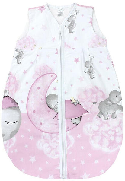 TupTam Baby Sommer Schlafsack ohne Ärmel unwattiert 0.5 TOG Mond mit Elefant rosa