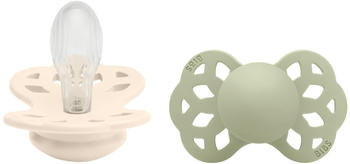 BIBS 2er-Pack Infinity Schnuller Silikon, symetrisch, 0-6M Ivory/Sage