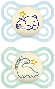 MAM 2er-Pack Schnuller Perfect Night Silikon 0-6M blue