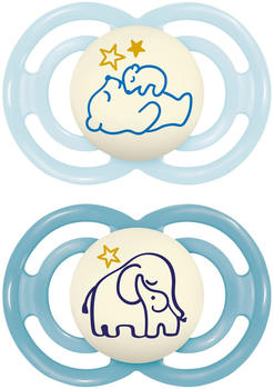 MAM 2er-Pack Schnuller Perfect Night Silikon 6-16M blue