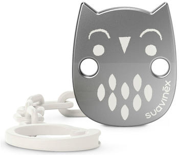 Suavinex Bonhomia Premium Baby Pacifier Clip Metallic +0m Owl grey