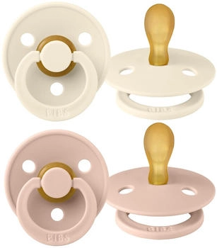 BIBS Schnuller 2er Pack Colour Symmetrischer Sauger aus Naturkautschuk 0-6 M Ivory / Blush
