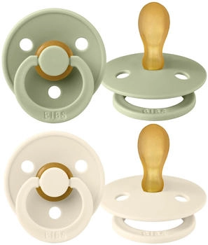 BIBS Schnuller 2er Pack Colour Symmetrischer Sauger aus Naturkautschuk 6-18 M Sage / Ivory