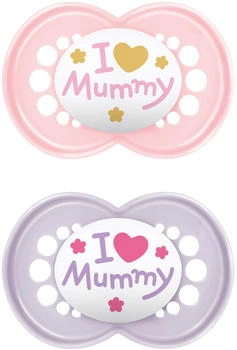 MAM Schnuller 2er Pack Original Silikon 6-16 M I Love Mummy Rosa