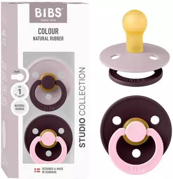 BIBS Studio Fusion Schnuller Rund 2 Stück 0-6 Monate Dusky Lilac/Plum