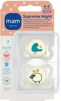 MAM 100016886, Mam 2er-Pack Schnuller Supreme Night Silikon, 0-6M