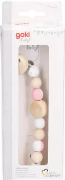 Goki Schnullerkette Herzchen, Holz, rosa (65216)