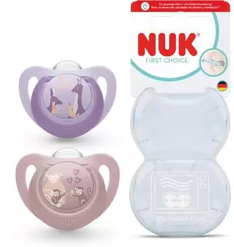NUK First Choice Schnuller kiefergerecht 6-18M Affe/K&auml;nguru 2er Set (10176366)
