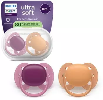 Philips AVENT Ultra Soft Schnuller, kiefergerecht, Silikon, 18+ Monate, 2er-Pack (SCF093/03)