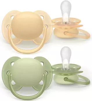 Philips AVENT Ultra Soft Schnuller 6-18 Monate, beige/gr&uuml;n, 2er-Pack