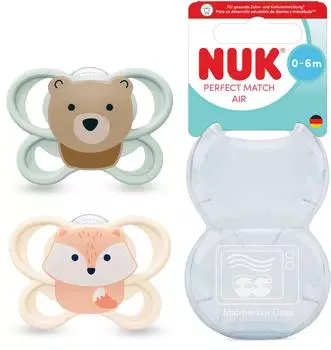 NUK Perfect Match Air Silikon-Schnuller 0-6 Monate, 2er-Set (10175342)