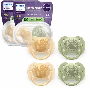 Philips AVENT Ultra Soft Schnuller 6-18 Monate, 4er-Pack (SCF091/52)