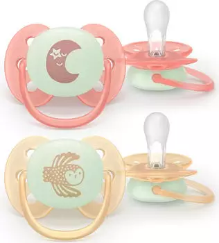 Philips Avent Ultra Soft Schnuller Nacht 0-6 Monate, 2 Stück (SCF094/02)