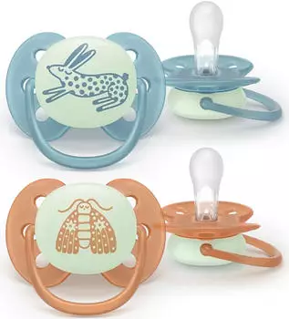 Philips Avent Ultra Soft Night Schnuller 18m+ blau/orange, 2 St&uuml;ck (SCF094/06)